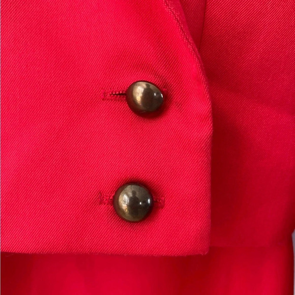 ESSENTIALS vintage Solid All Red Blazer Jacket Skirt Suit Set women’s size 10 - Picture 4 of 5